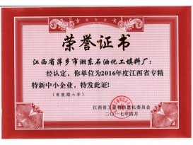 江西省工业和信息化委荣誉证书